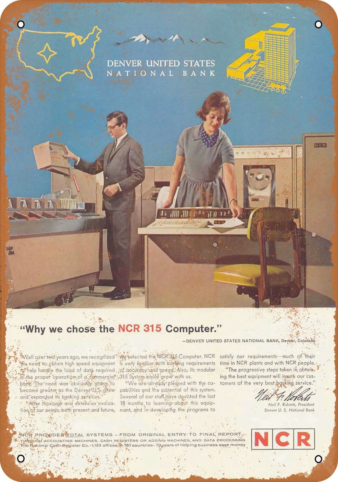 Metal Sign - 1963 NCR 315 Mainframe Computers -- Vintage Look