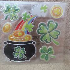 St Patrick Day 3D Stickers - Pot of Gold & Shamrocks - 6 Count picture