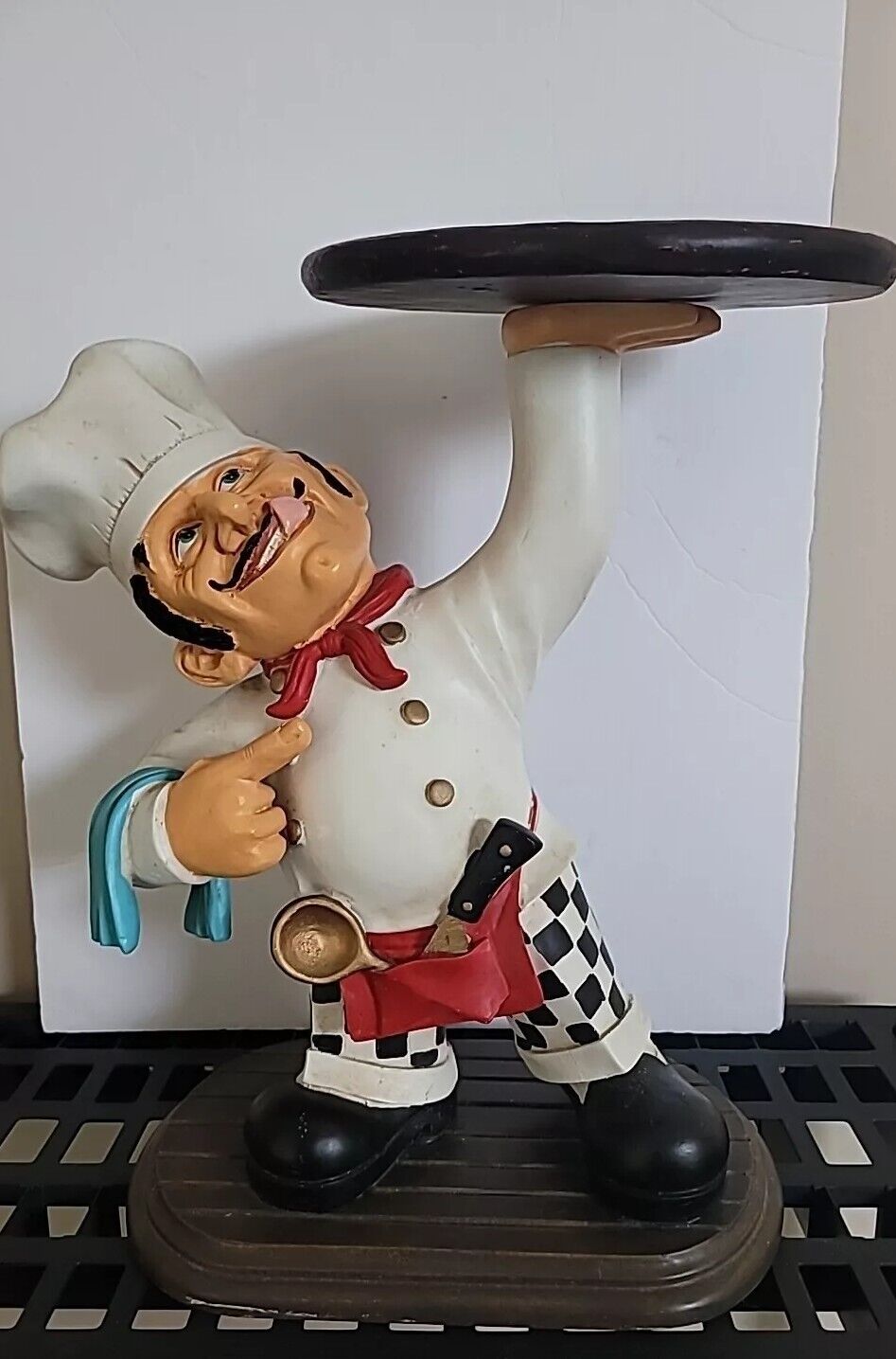 Waiter Chef Restaurant Statue Figurine Holding a Tray RARE