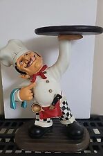 Waiter Chef Restaurant Statue Figurine Holding a Tray RARE picture