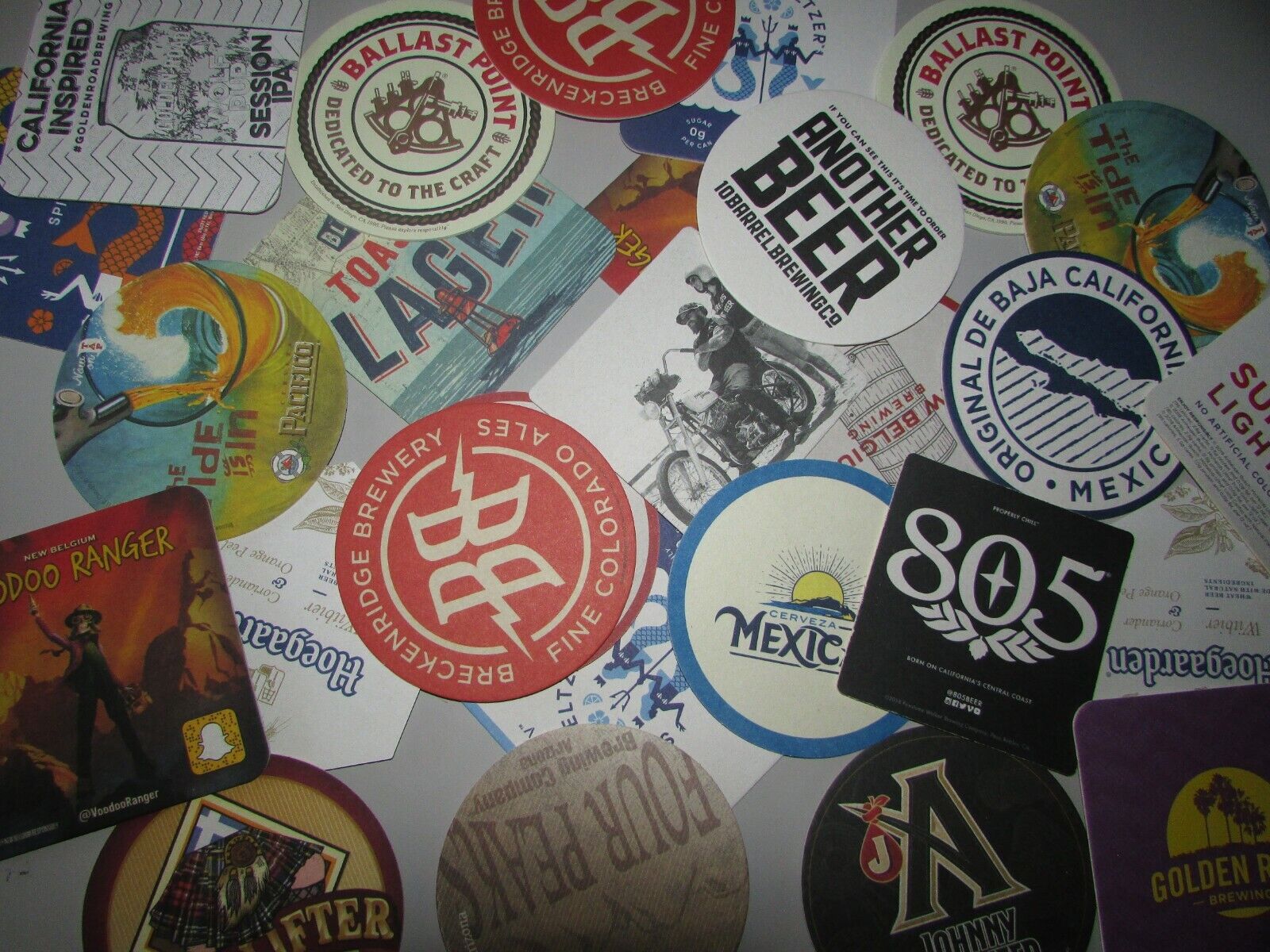 25 Beer Bar Coasters 805 Voodoo Ballast Point Elysian Pacifico Blue Point lot 