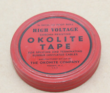 Vintage Okonite High Voltage 30 ft Tape Tin Empty 4 1/2
