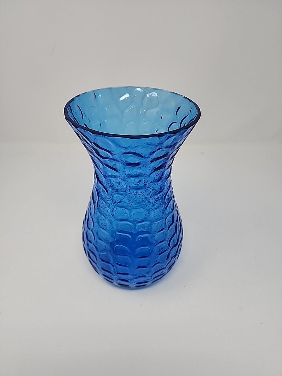 Antique Victorian Inverted Optic Thumbprint Honeycomb Cobalt Blue Glass Vase