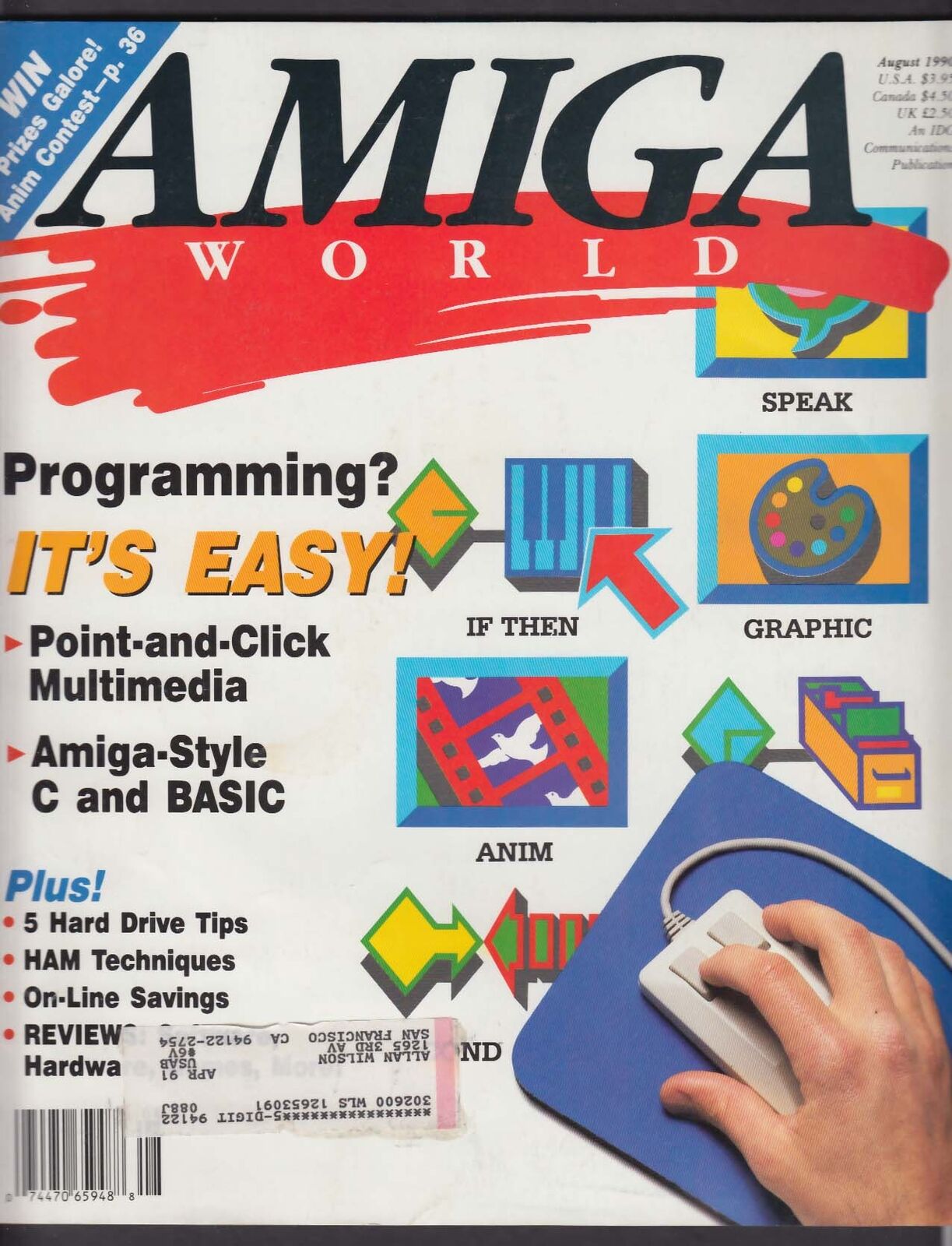 AMIGA WORLD Lou Wallace BASIC & C Programming AmigaDOS 8 1990
