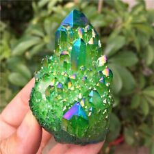 50g Natural Aura Green Titanium Gemstone Quartz Crystal Cluster Specimen Healing picture