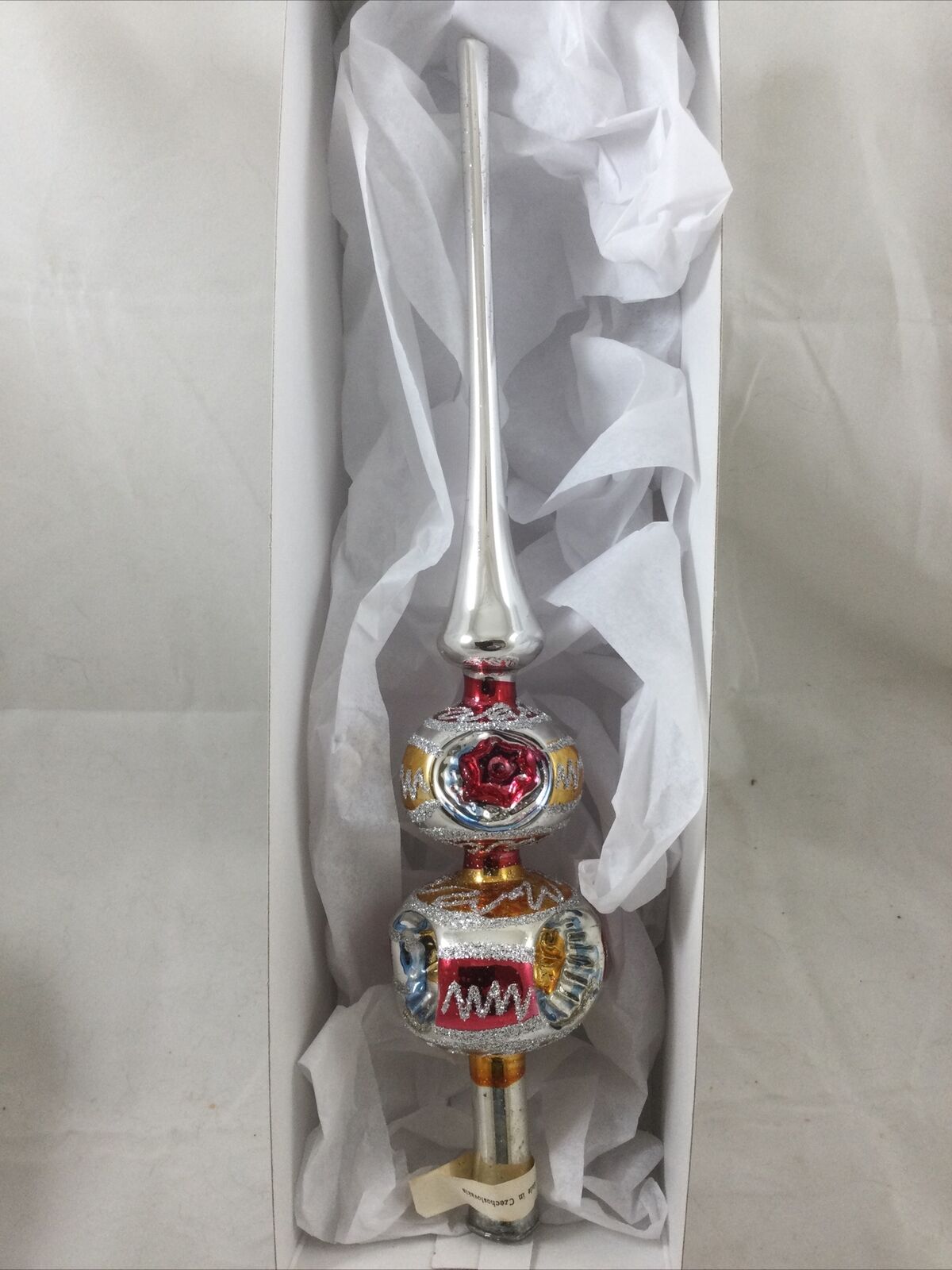 vintage hand made indent glass tree topper