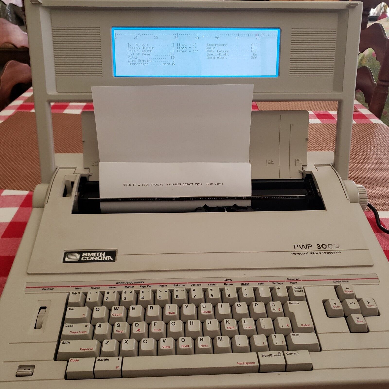 Vintage SMITH CORONA PWP 3000 PORTABLE PERSONAL WORD PROCESSOR 1989 TESTED WORKS