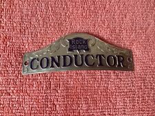 Vintage ROCK ISLAND CONDUCTOR Railroad Hat Badge Railway Uniform Tag Train Old picture