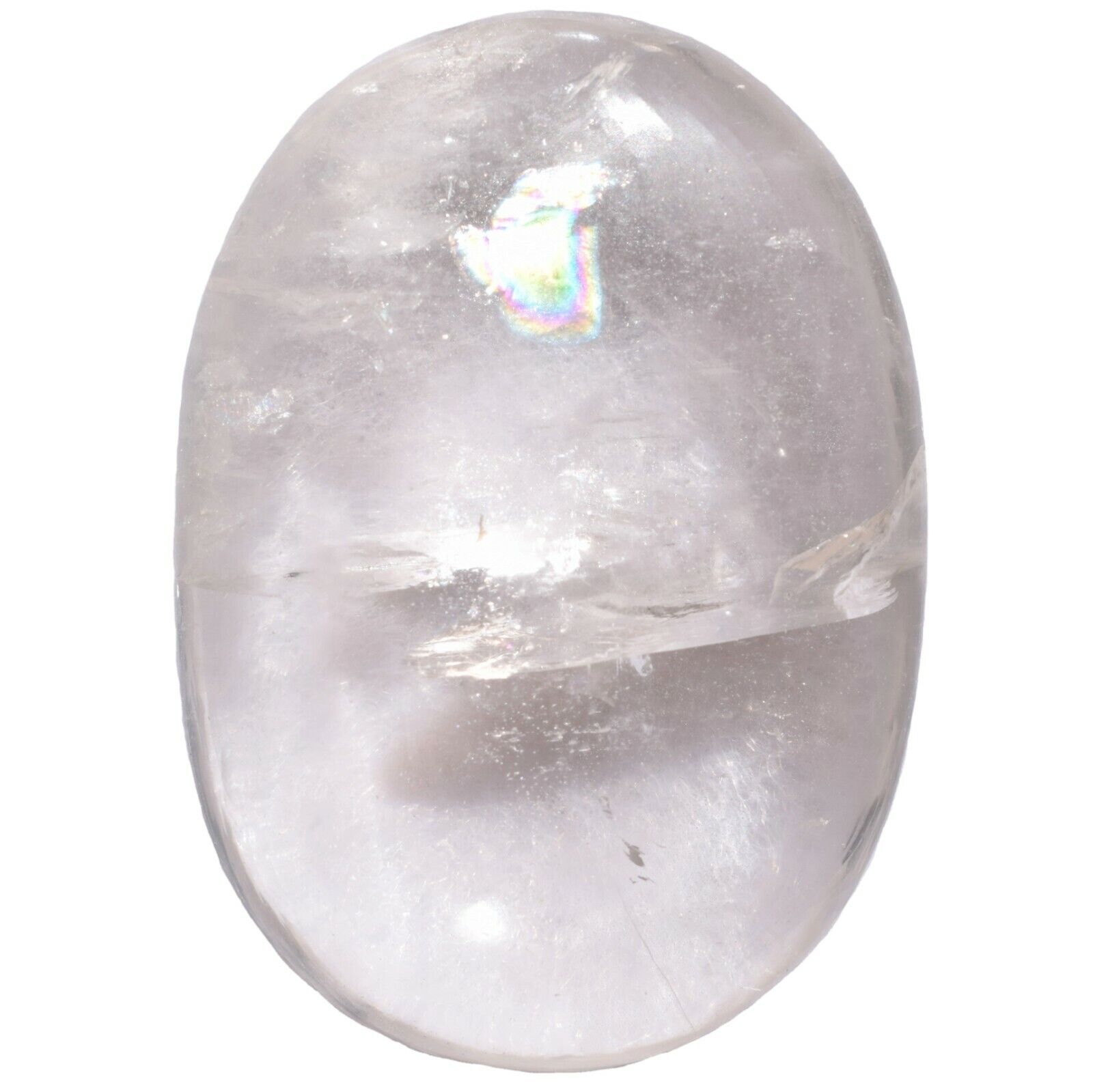 Charged Amplifier (Clear) Quartz Stone Crystal Palm Stone Worry Stone + Selenite