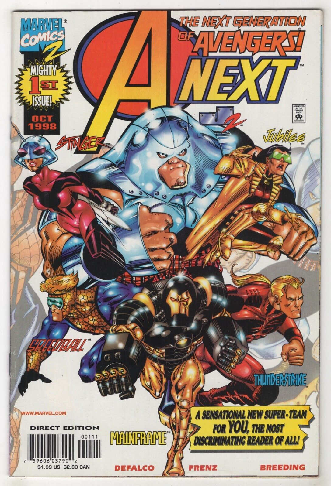 A-Next #1 (Oct 1998, Marvel) [1st Appearance Stinger & Mainframe] Ron Frenz H