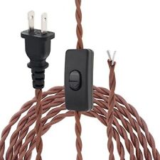8.2ft Twisted Cloth Covered Lamp Cord With Switch Button And Molded Plug18gauge picture
