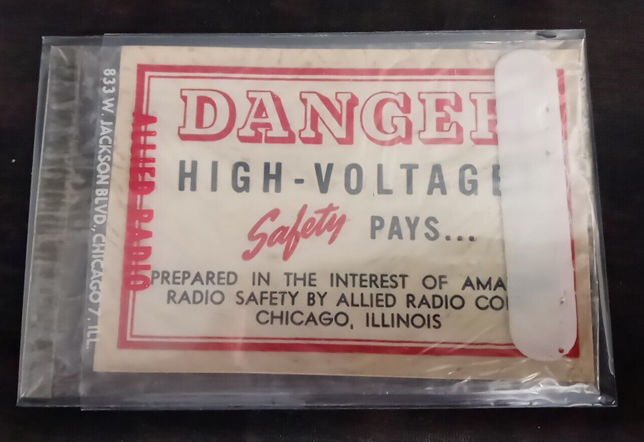 Vintage Radio Safety Allied Radio Corp Danger High Voltage Sticker