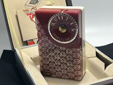 Killer Boxed 1959 Toshiba Red Lace Transistor Radio Japan absolutely beautiful picture
