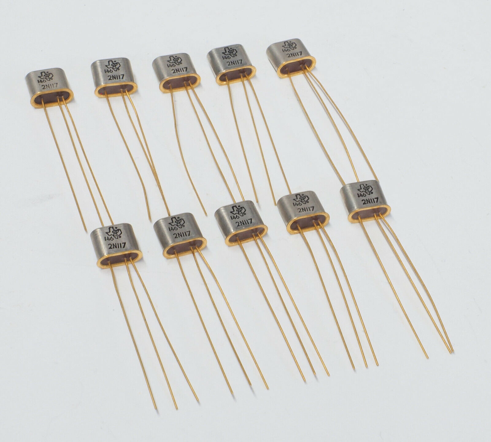 Qty 10 NOS Texas Instruments TI 2N117 Gold Lead Transistors