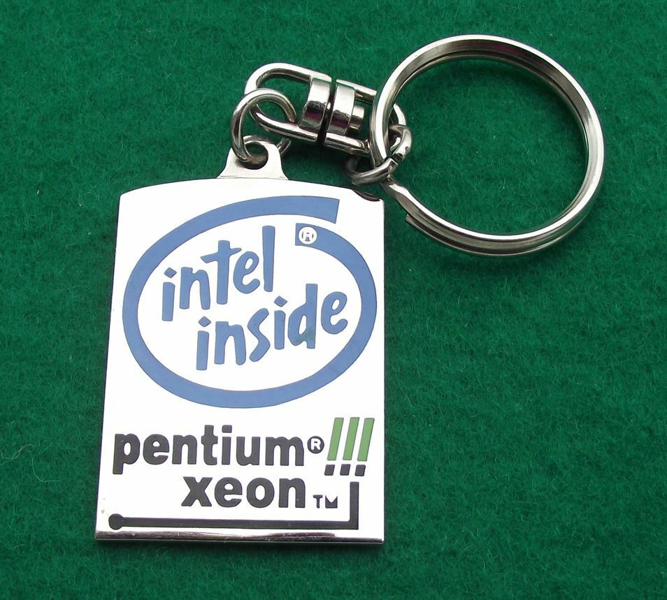 Rare 1990s Intel Inside Xeon Pentium III 3 Processor Computer Keychain Key Ring