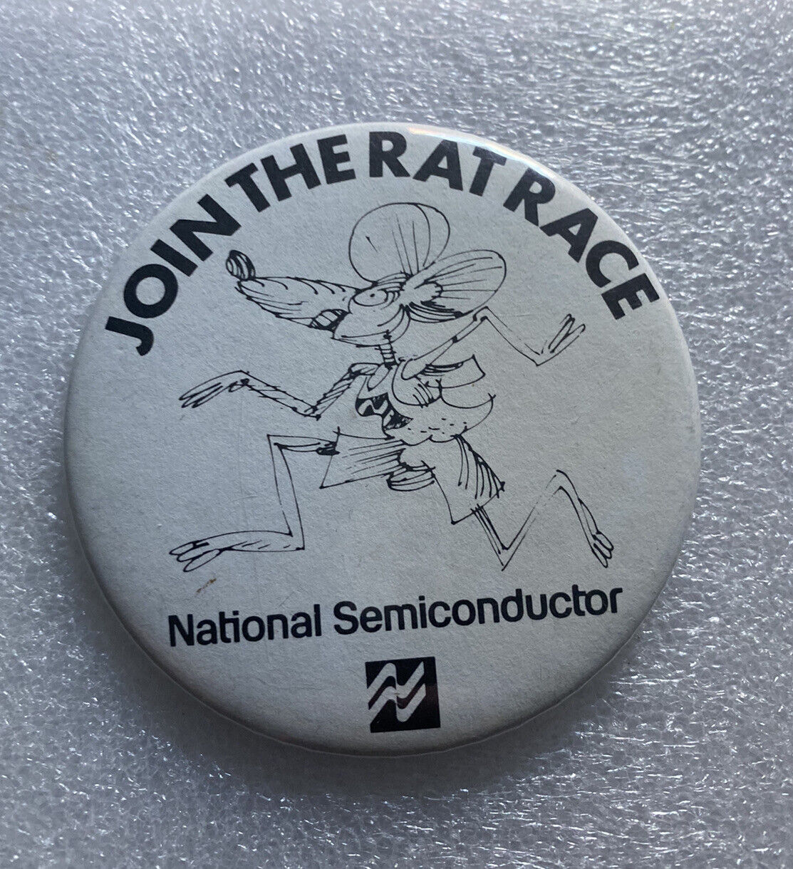 JOIN THE RAT RACE National Semiconductor Advertising Vintage Pin Pinback Button