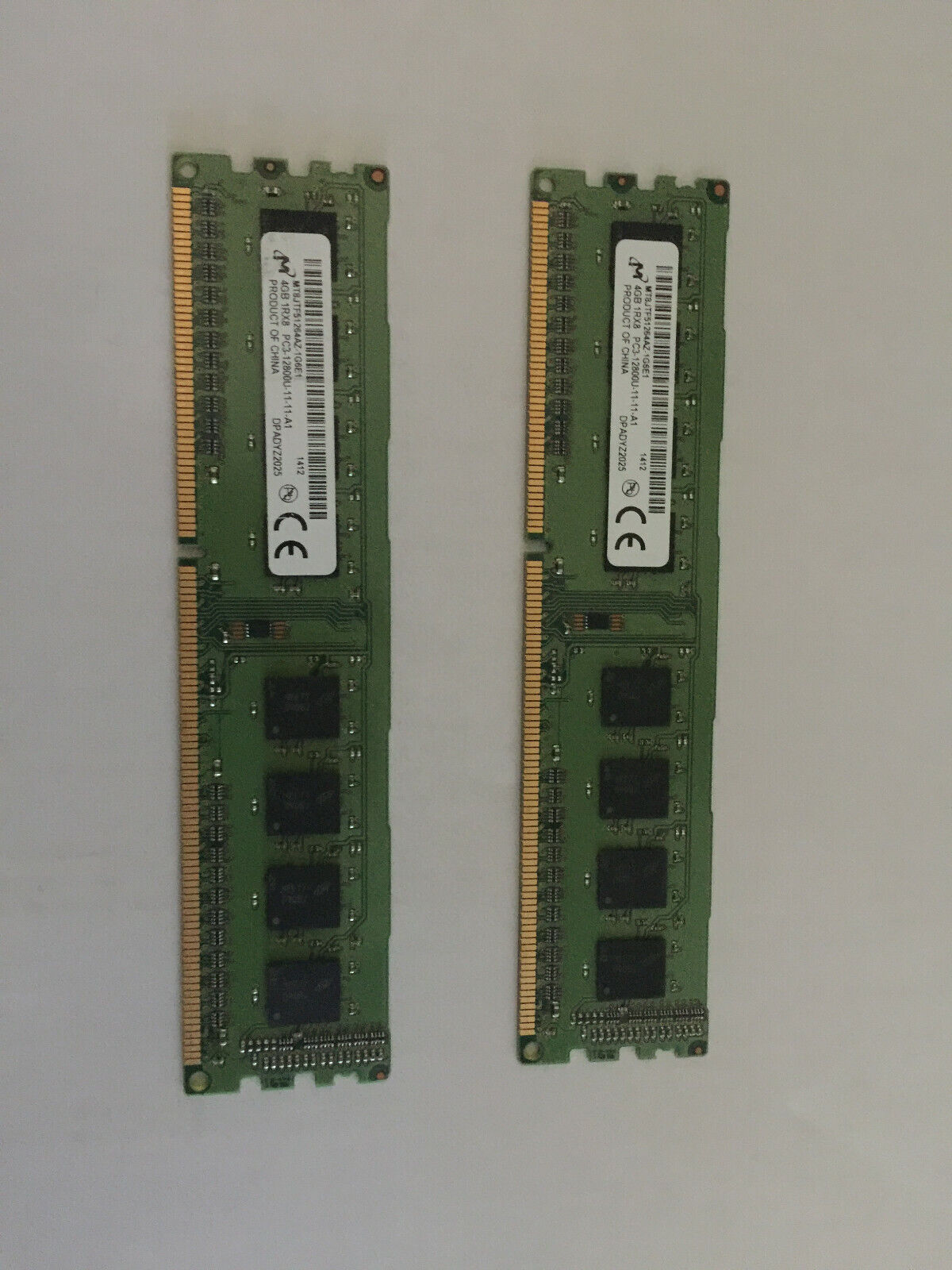 2 Micron 4G Memory RAM 4GB 1Rx8 PC3-12800U-11-11-A1 MT8JTF51264AZ-1G6E1 1412
