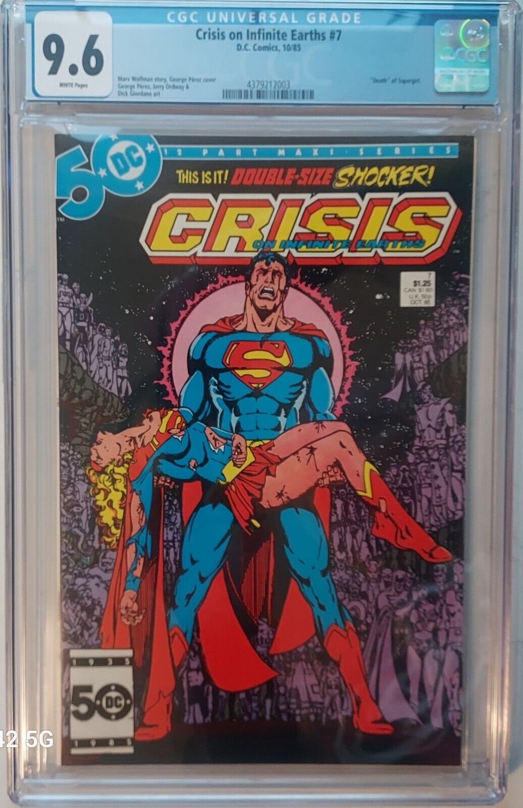 Crisis on Infinite Earths #7 CGC 9.6 4379212003 KEY COVER Death Supergirl