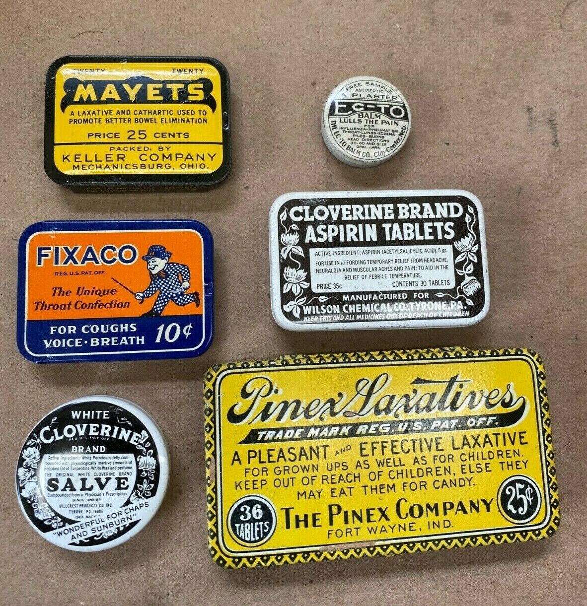 A Lot Of 6  Vintage Medicine Tins 