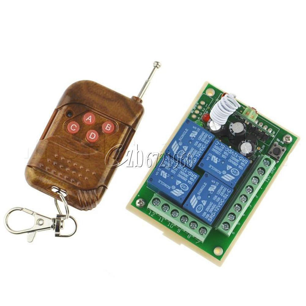 10A relay DC12v 4 Channel Wireless RF Remote Control Switch Transmitter Receiver
