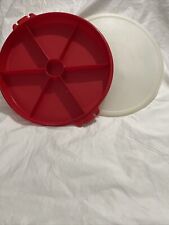 Vintage Tupperware Red Divided Server Tray 405-8 & Lid  224 Fruit and Veggies picture