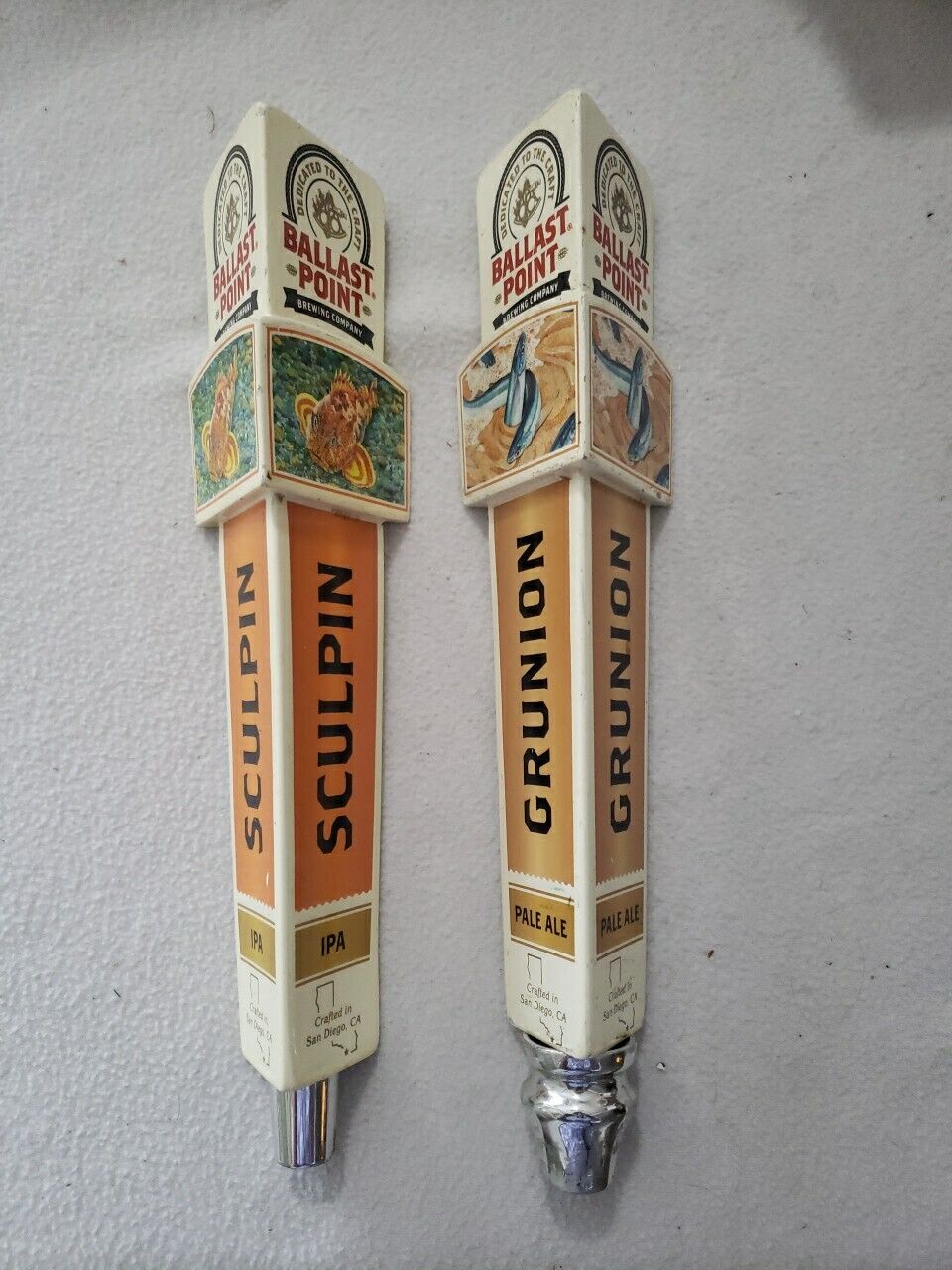 Ballast Point Brewing - SCULPIN IPA & GRUNION Tap Handles Pull Beer Bar Brewery