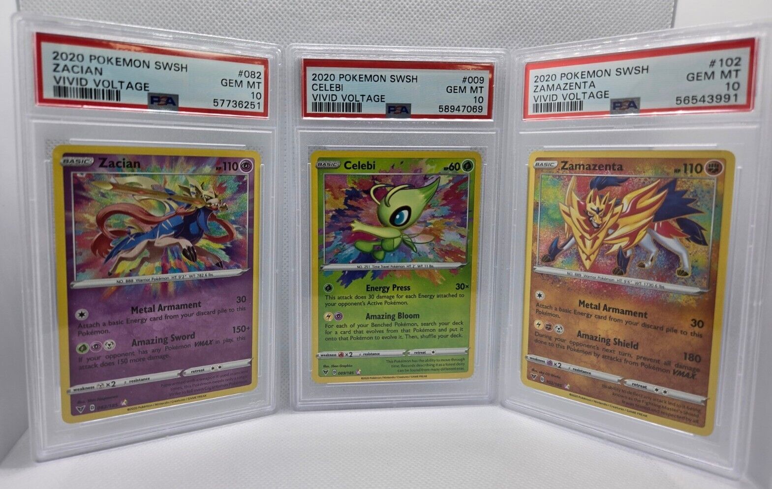 PSA10 Pokémon Vivid Voltage 3 Card Lot, Amazing Rare Set Celebi,Zamazenta,Zacian