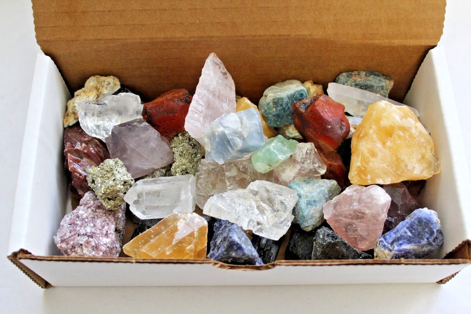Bulk Crafters Collection 1/2 lb Box Gems Crystals Natural Raw Mineral 250g Rocks