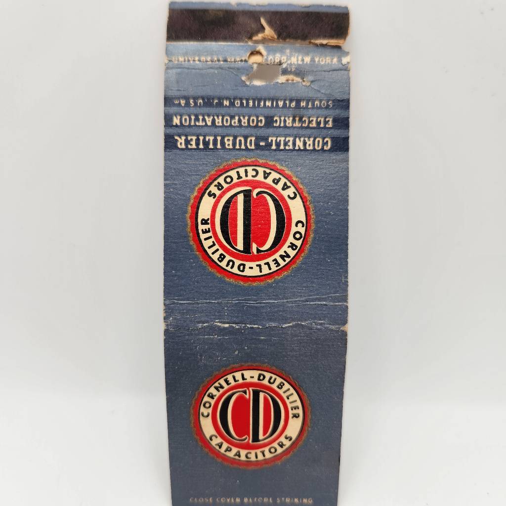 Vintage Matchbook Cornell-Dubilier Capacitors Electric Corporation South Plainfi