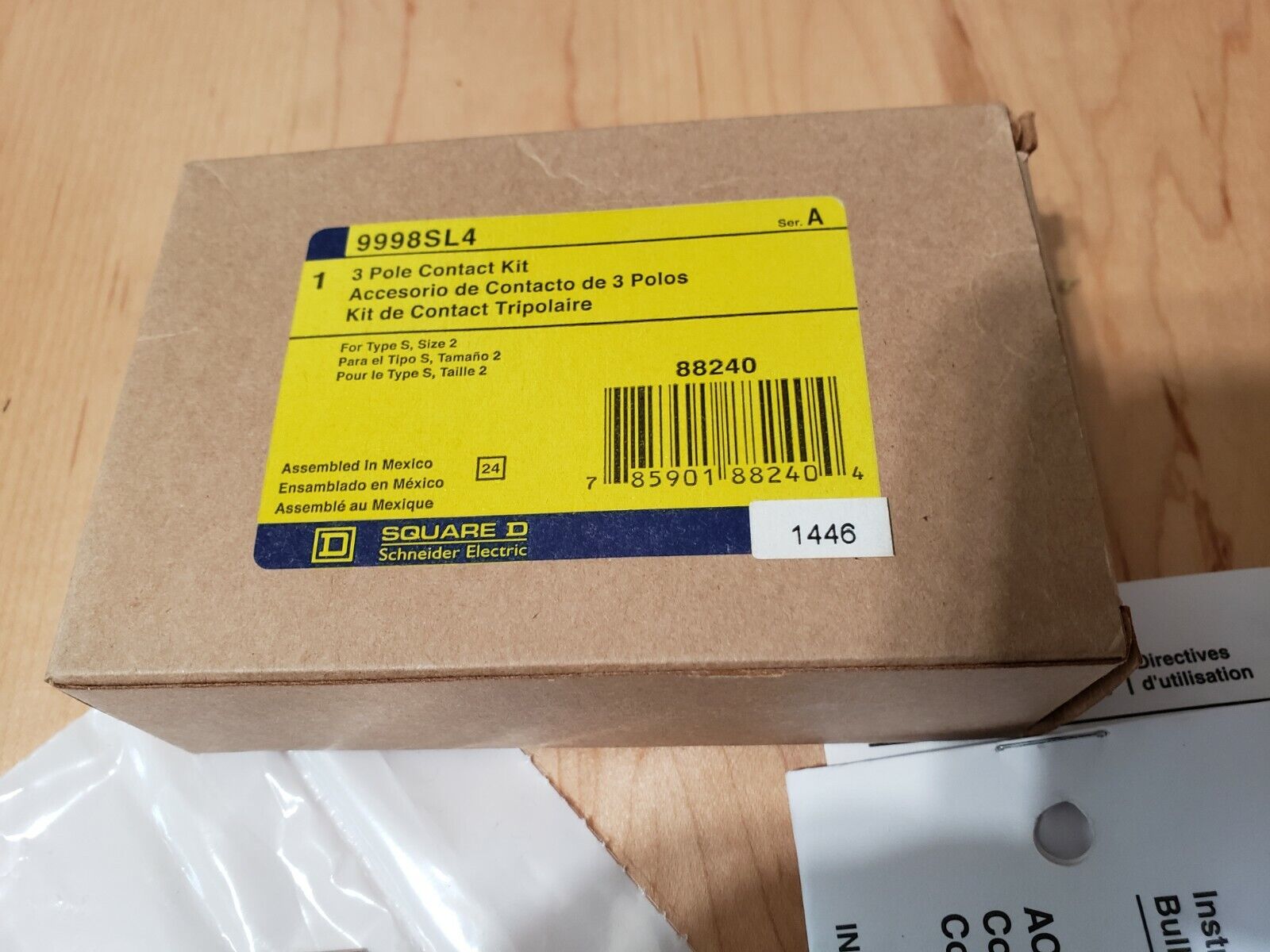  SQUARE D 9998SL4, SIZE 2 CONTACT KIT, 3 POLE, 88240 (New in Box)