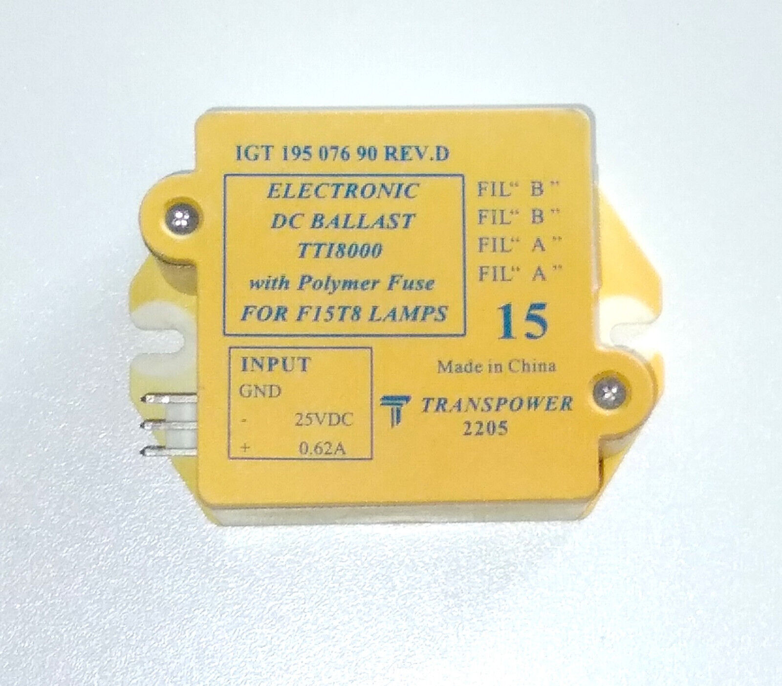 IGT S2000 Gameking Electronic Fluorescent Ballast, 15W...TESTED