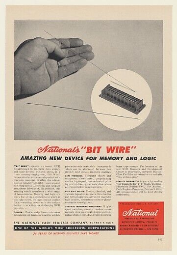 1960 NCR National Bit Wire Magnetic Data Memory Ad