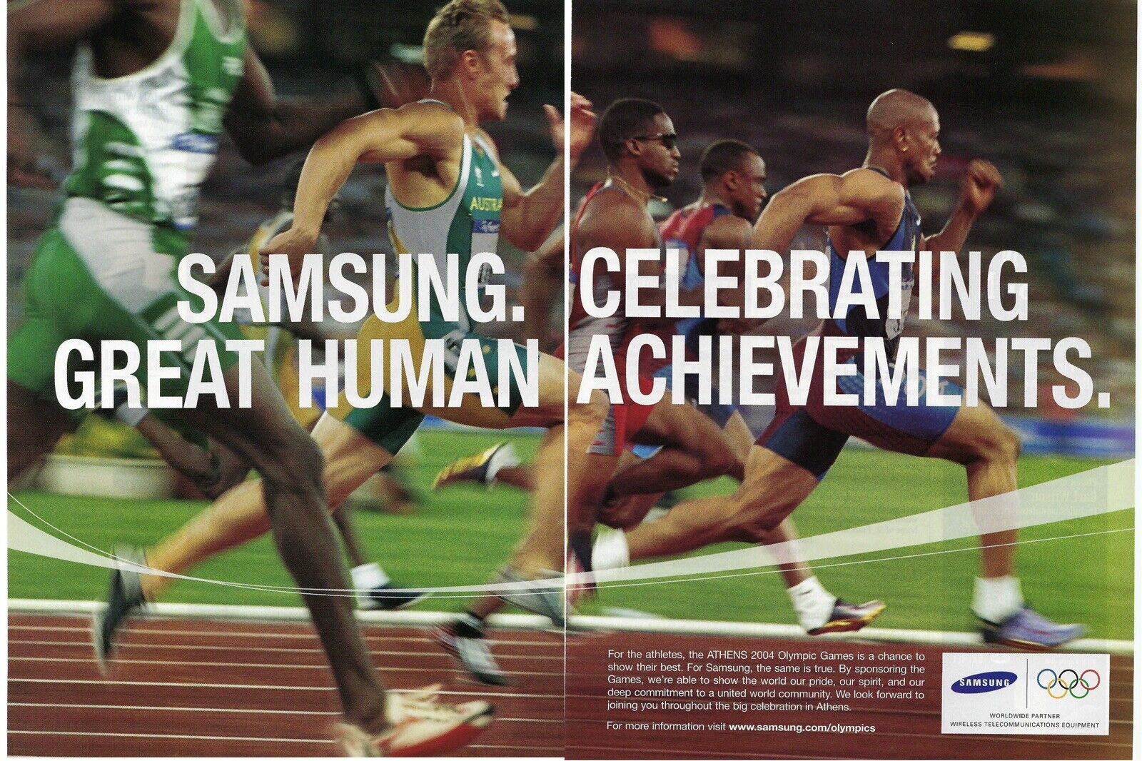 2004 Samsung Celebrating Human Achievements Olympic Games Retro Print Ad/Poster