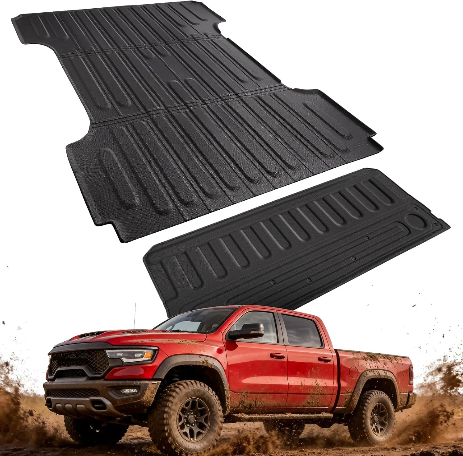 6.4FT Truck Bed Mat& Tailgate Mat for Dodge Ram: for Ram1500 2009-2018 &Ram 2500
