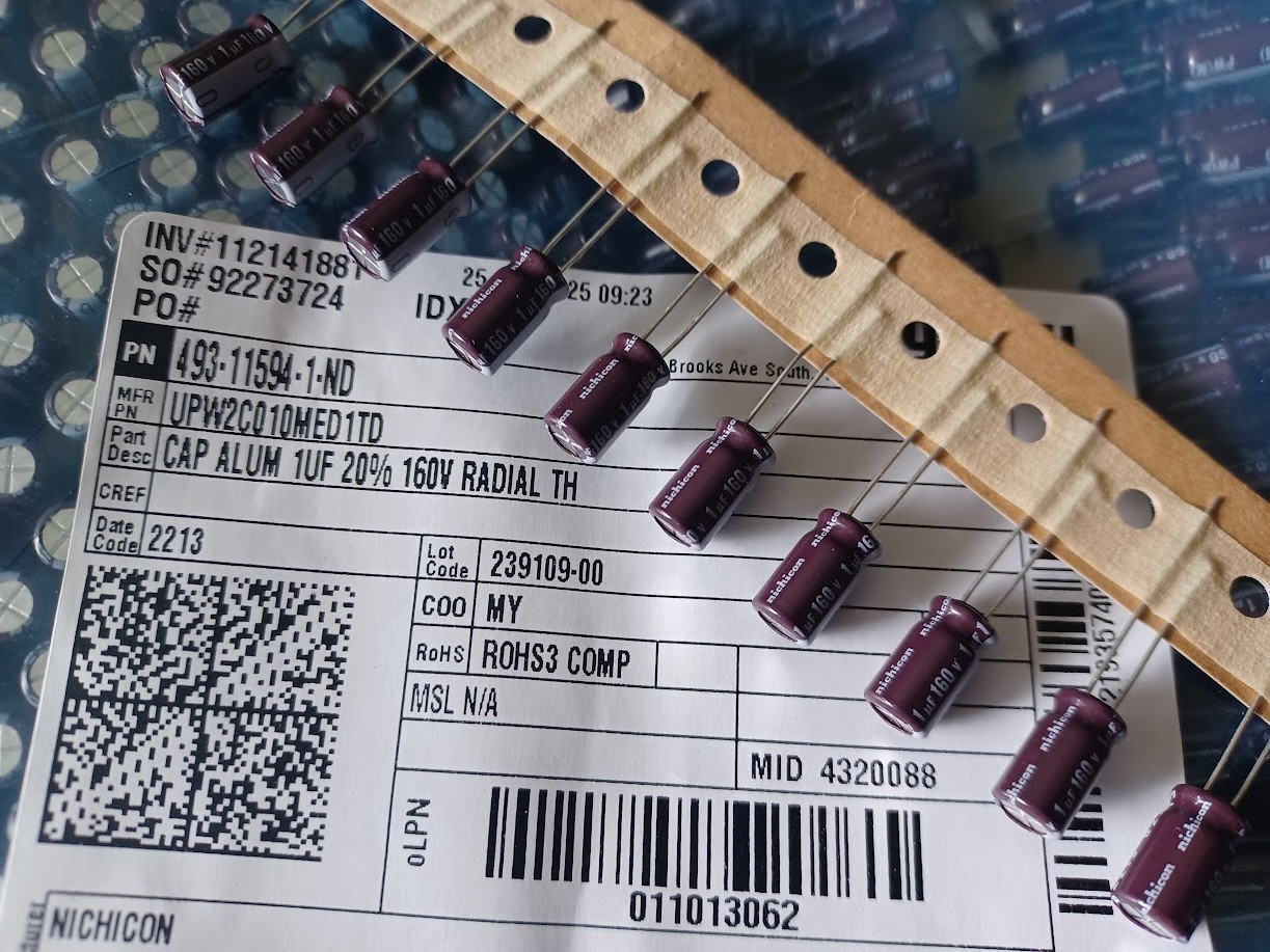 10 New Nichicon UPW 1uf 160V  Radial Capacitors  low-impedance