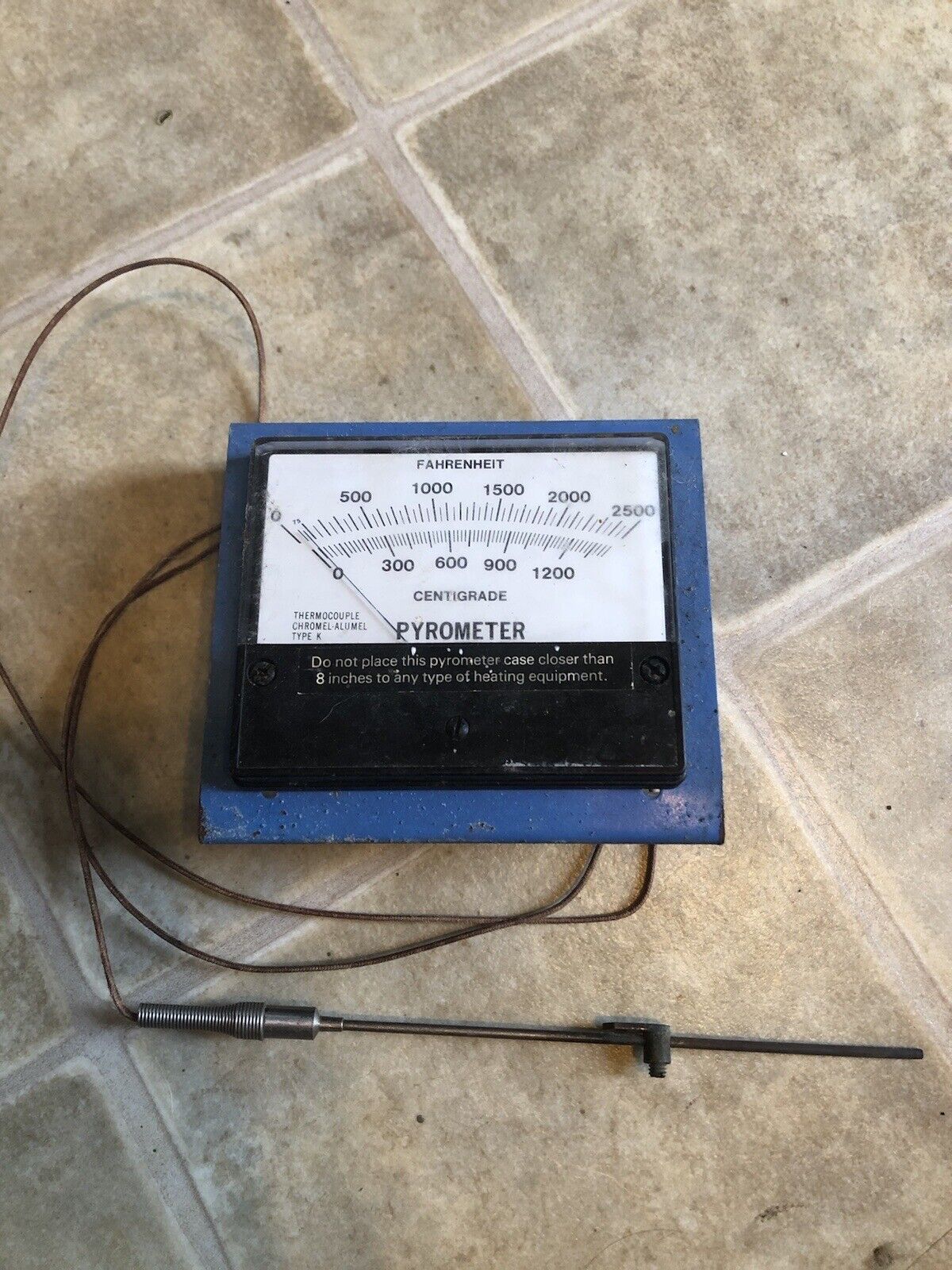 Vintage Centigrade Pyrometer Thermocouple Type K Thermometer