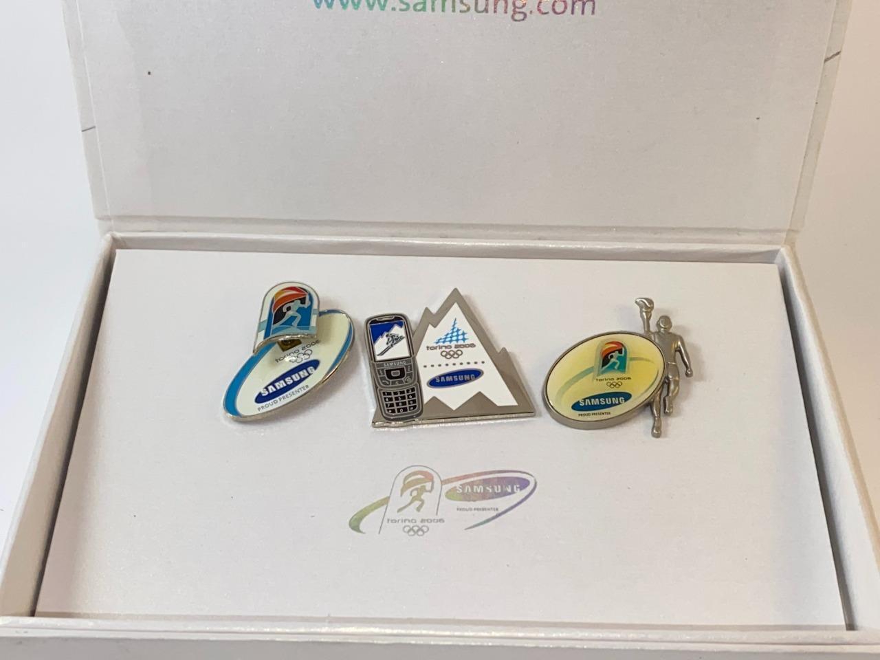 2006 Torino Winter Olympics Samsung Proud Presenter 3 Pin Boxed Set