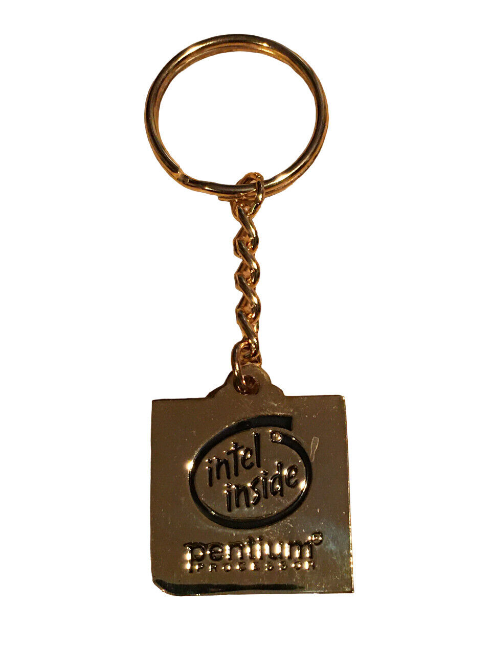 Vintage 1990's Intel Inside Pentium Processor Key Chain With Embedded CPU Chip