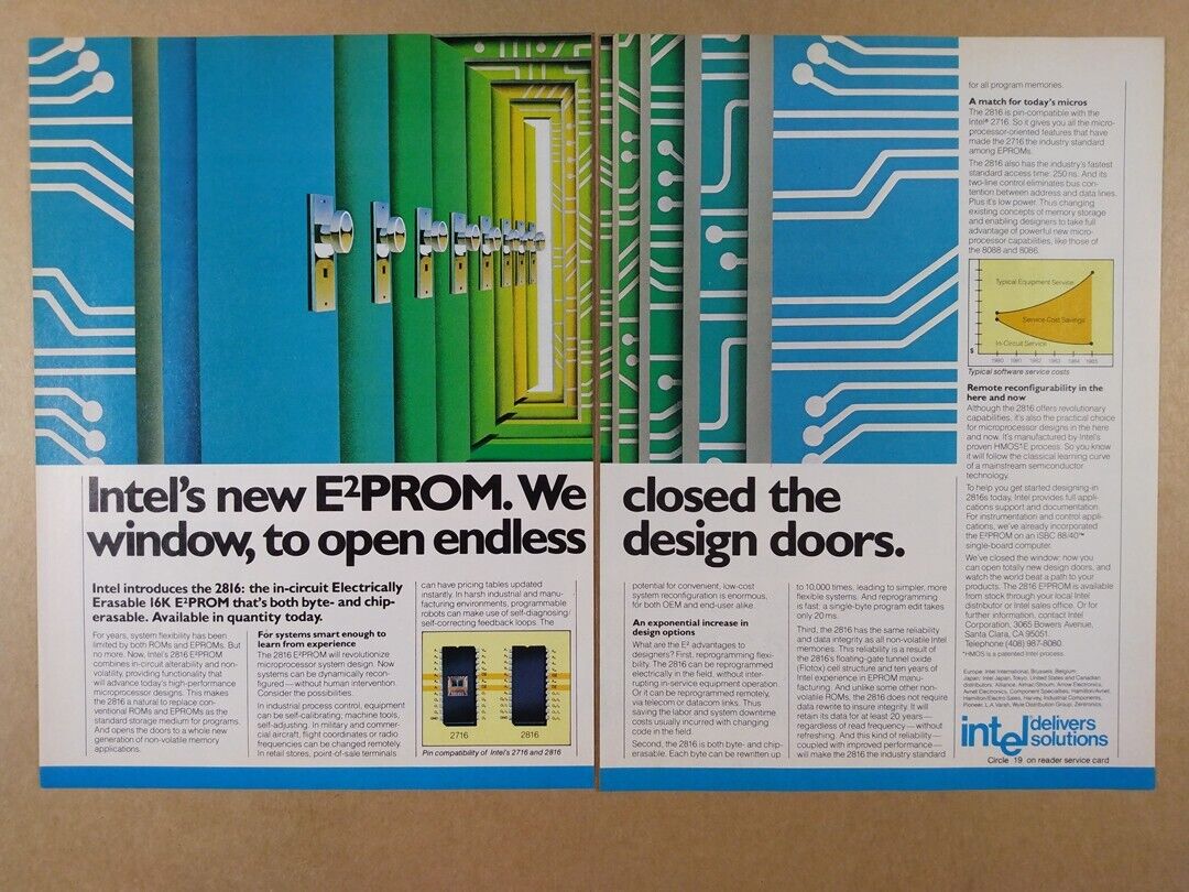 1981 Intel 2816 EEPROM Memory vintage print Ad