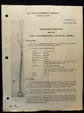 The Lewis Engineering Company Gasket Type Thermocouple Vintage Instructions 1945 picture