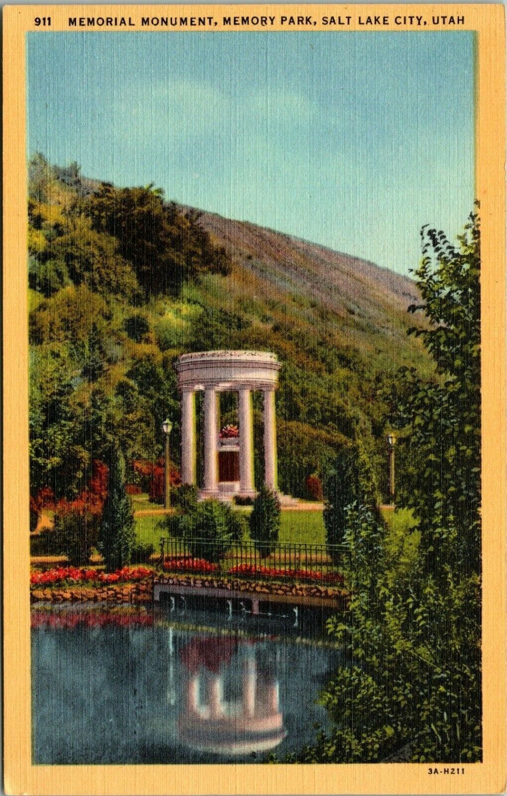 Postcard Memorial Memory Park Salt Lake Utah C1930