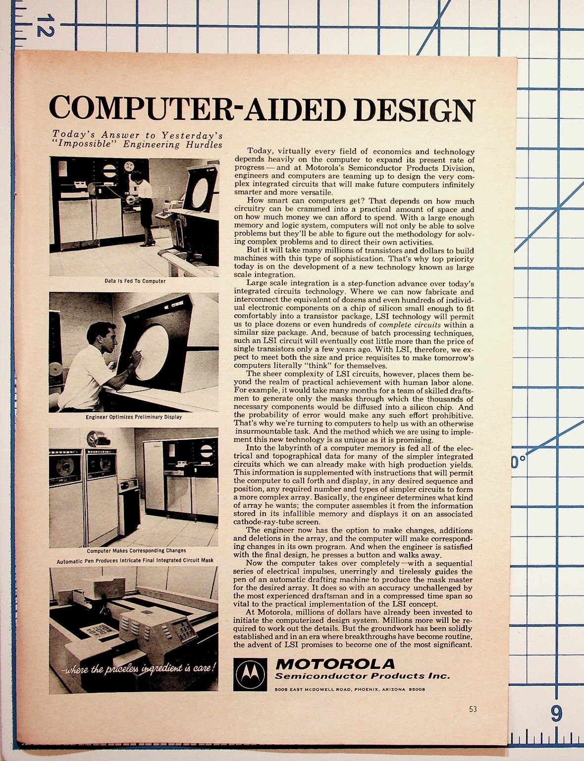 Motorola Computer-Aided Design LSI Semiconductor 1960s Tech Ephemera Ad ...
