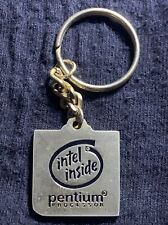 Intel Inside 1990's Pentium Processor Key Chain with Embedded CPU Processor Chip picture