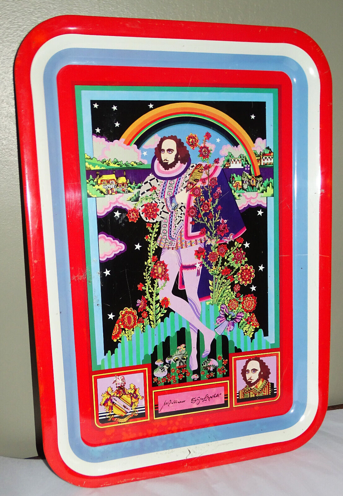 Vtg Shakespeare English Pop Art Serving Tray By Polypops Signed 1960 1970s 14x20