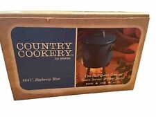 VTG MCM Country Cookery Sterno Bayberry Blue 1/2 Quart Saucer server Heat Stand picture