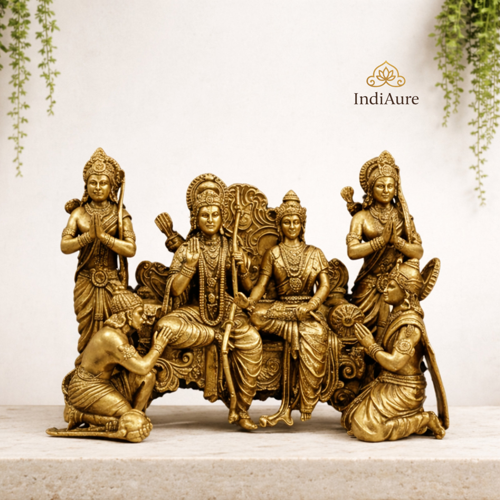 Brass Ram Darbar Idol – Lord Ram Sita Lakshman Hanuman Statue for Home Temple Brass Ram Darbar Idol – Lord Ram Sita Lakshman Hanuman Statue for Home Temple