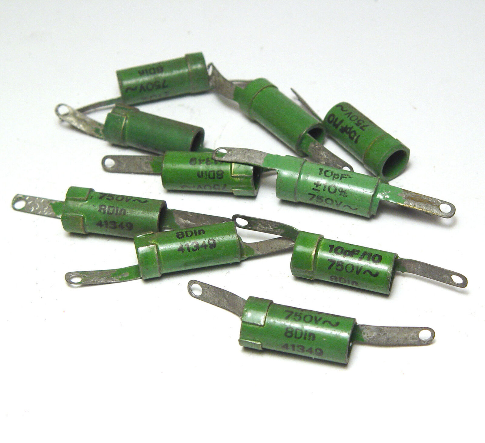 10x ceramic tube capacitor, 10pF / 750V, 8Din, 40s original goods