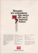 Monsanto Electronics Vintage Semiconductor Light Sources Print Ad 1967 picture