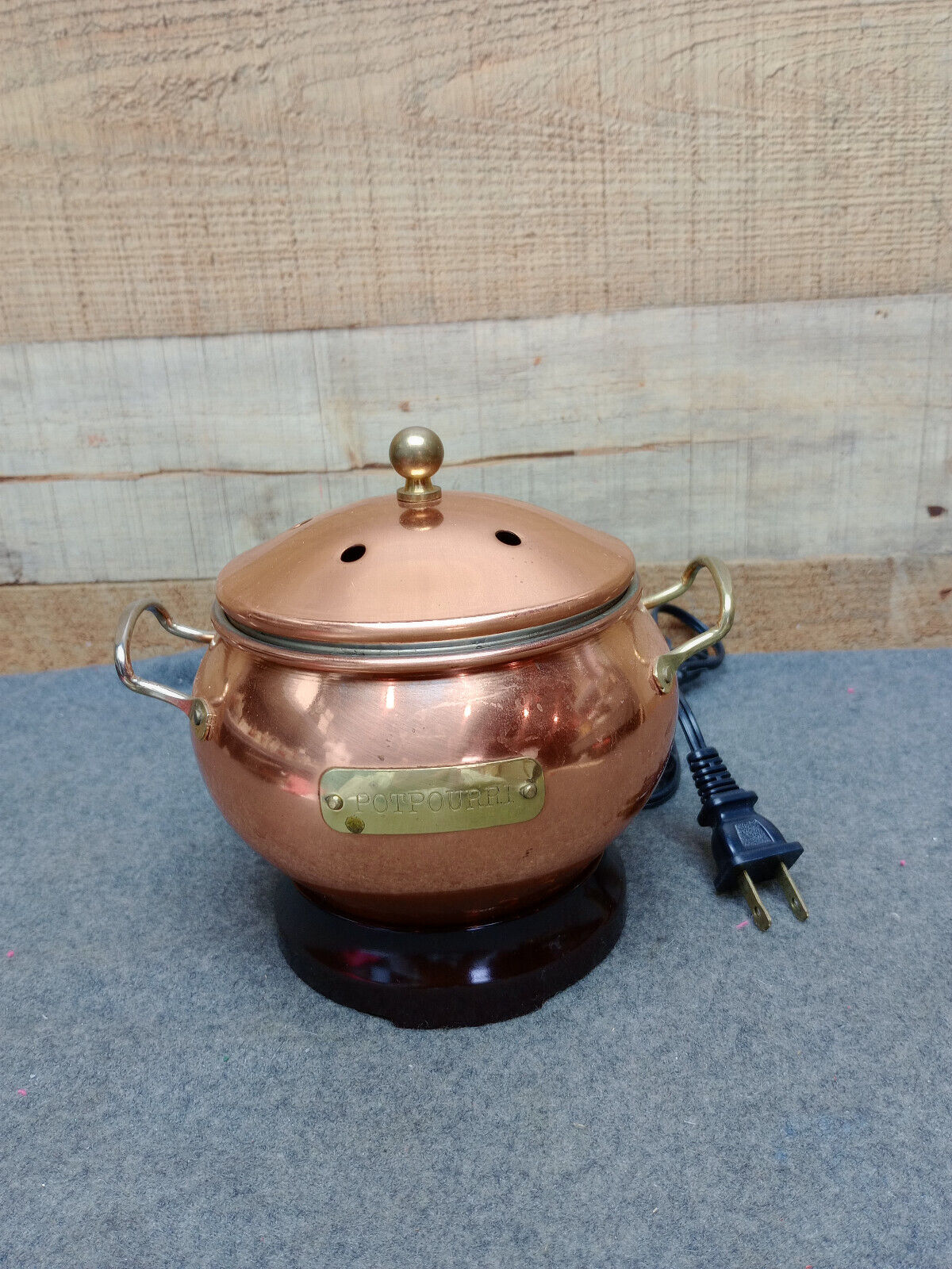 Vintage Copper Plated Electric Potpourri Pot with Lid