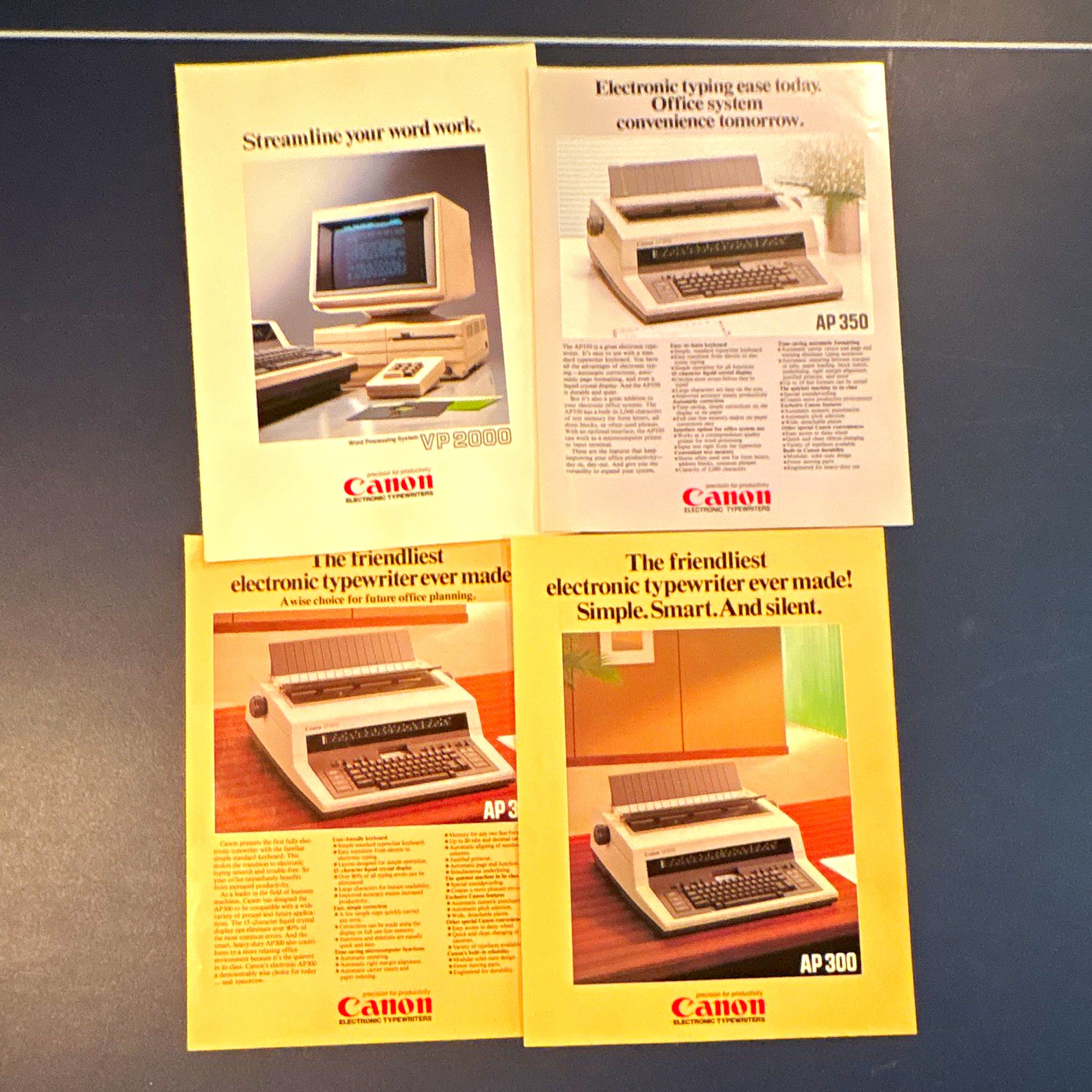 4 Vintage Canon Electronic Typewriter Word Processor Brochures AP300 ...